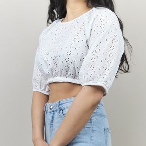 Oak+Fort eyelet tie back crop top